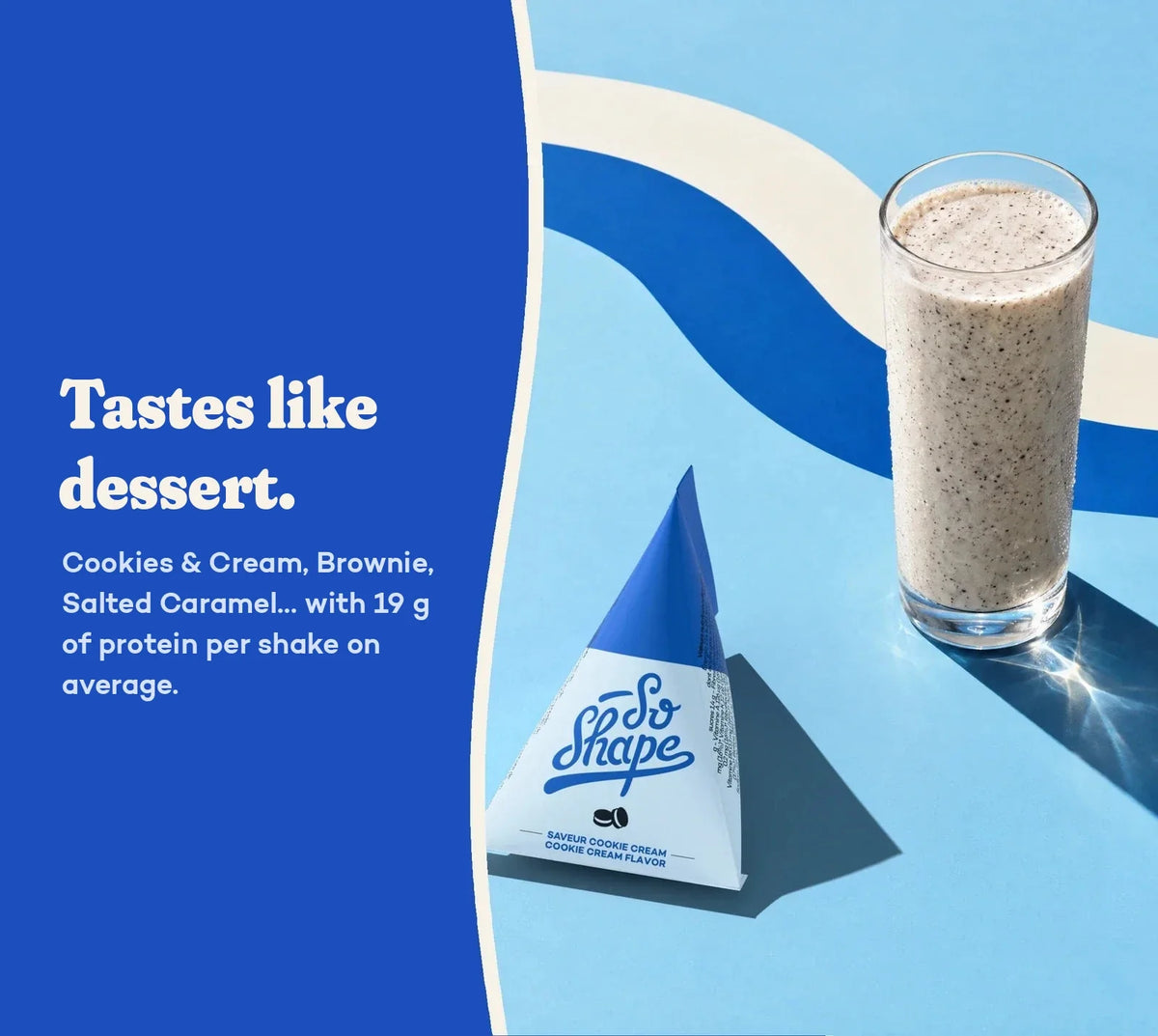 Cookies & Cream shake next to its So Shape sachet