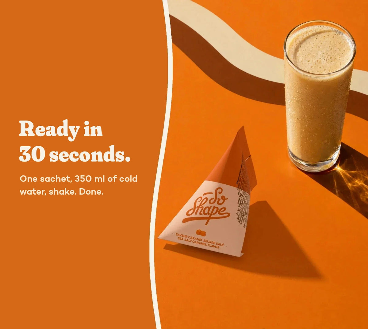 Salted Caramel shake next to its So Shape sachet