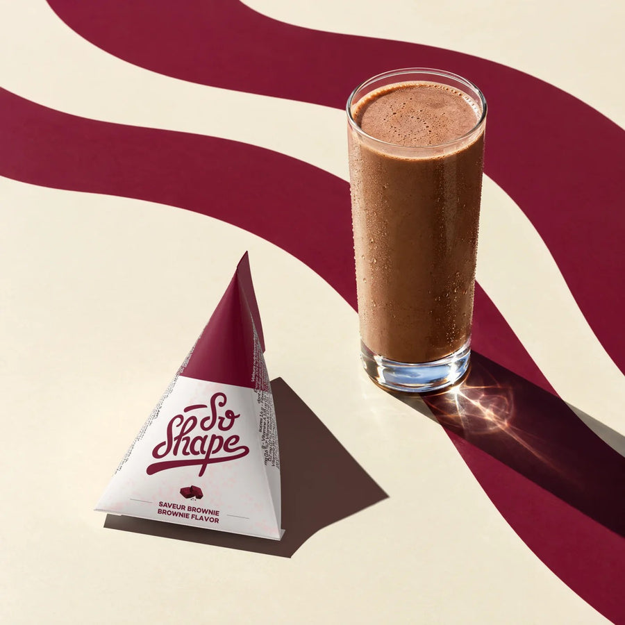 Brownie shake next to its So Shape sachet